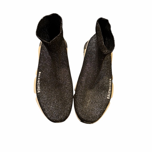 Balenciaga Shoes - Balenciaga Women's Glitter Black Sock Sneakers
